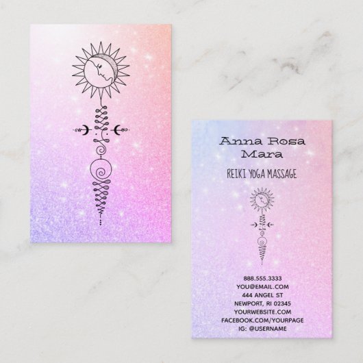 *~* Yoga - Sun Woman Moon Nirvana Reiki Massage Visitekaartje (Voorkant / Achterkant)