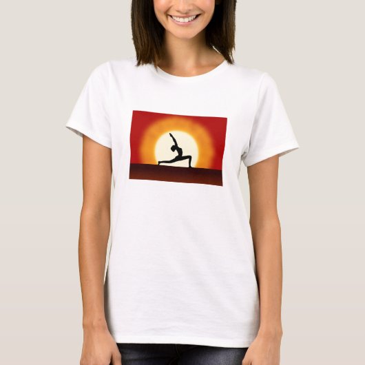 Yoga Sunrise Posing Silhouet Dames T-shirts (Voorkant)