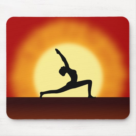 Yoga Sunrise Woman Posing Silhouette Mouse Mat Muismat (Voorkant)