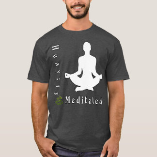 Yoga superzwaar mediteerde geel t-shirt