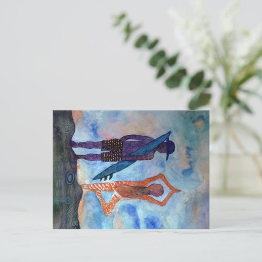 Yoga Surf Sunset Briefkaart (Staand voorkant)