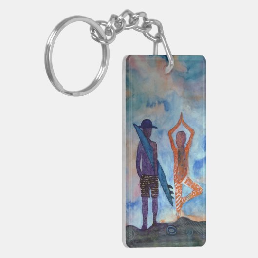 Yoga Surf Sunset Sleutelhanger (Voorkant Links)