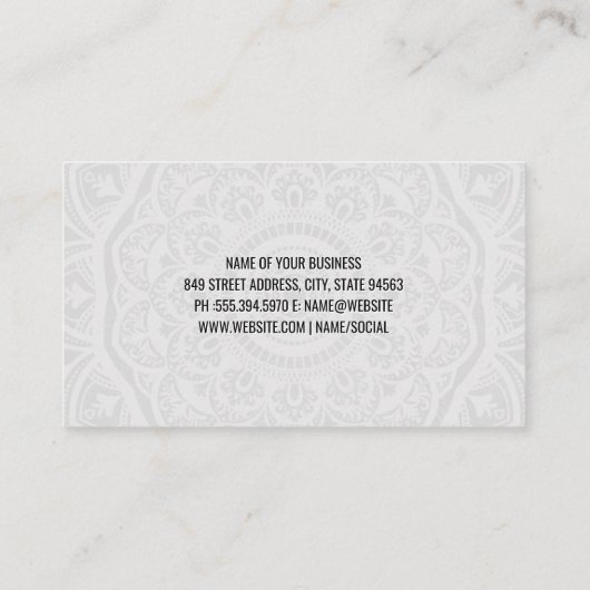 Yoga-symbolen | Mandala-patroon Visitekaartje (Achterkant)