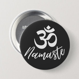 Yoga - symbool Namaste en OM Sanskrit Ronde Button 7,6 Cm
