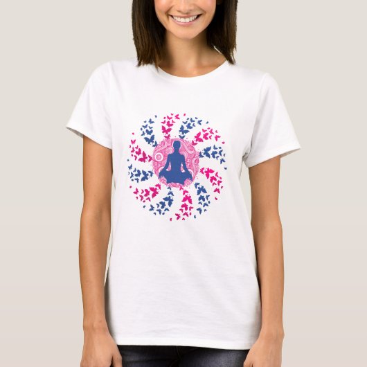 yoga, t-shirt, meditatie, positief+energie, vrede t-shirt (Voorkant)