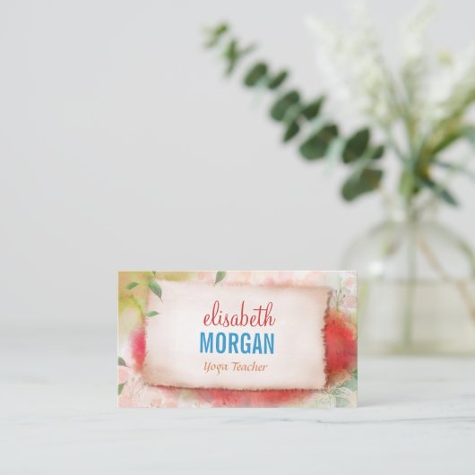 Yoga Teacher - Artistry Waterverf Floral Visitekaartje (Staand voorkant)