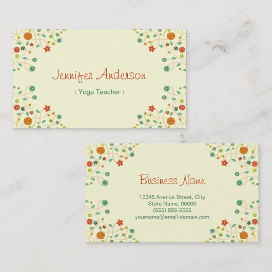 Yoga Teacher - Chic Natuur Stylish Visitekaartje (Voorkant / Achterkant)