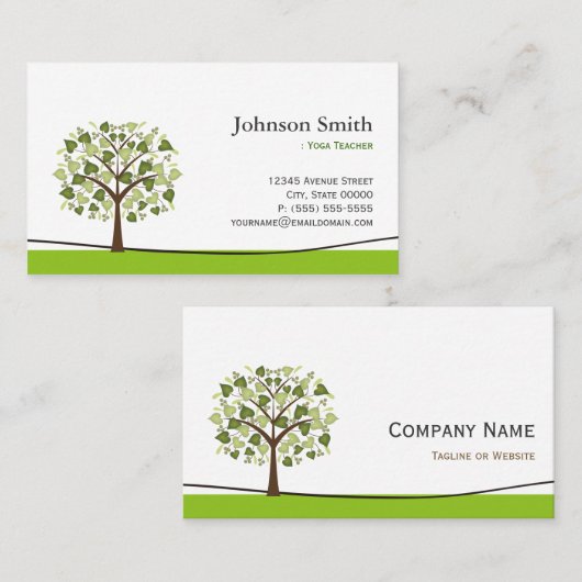 Yoga Teacher - Elegant Wish Tree Visitekaartje (Voorkant / Achterkant)