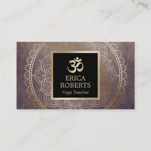 Yoga Teacher Gold om Symbol Mandala Visitekaartje (Voorkant)