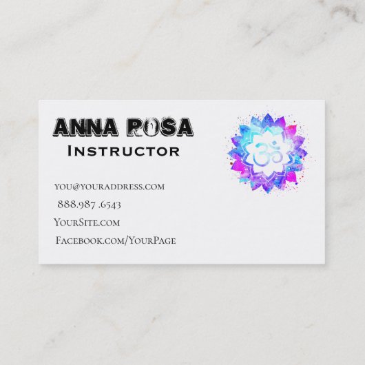 *~* Yoga Teacher Instructor Lotus OM Mandala Visitekaartje (Achterkant)