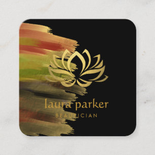 Yoga Teacher Lotus Flower Gold Art Holistic Vierkante Visitekaartje