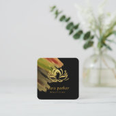 Yoga Teacher Lotus Flower Gold Art Holistic Vierkante Visitekaartje (Staand voorkant)