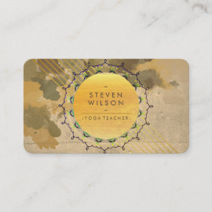 Yoga Teacher Mandala Waterverf Holistische Vintage Visitekaartje
