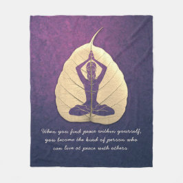 Yoga Teacher Meditation Pose Bodhi Leaf Cut Quotes Fleece Deken
