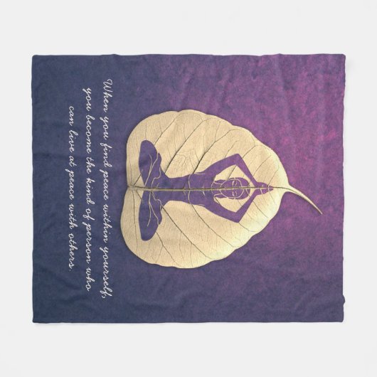 Yoga Teacher Meditation Pose Bodhi Leaf Cut Quotes Fleece Deken (Voorkant (Horizontaal))