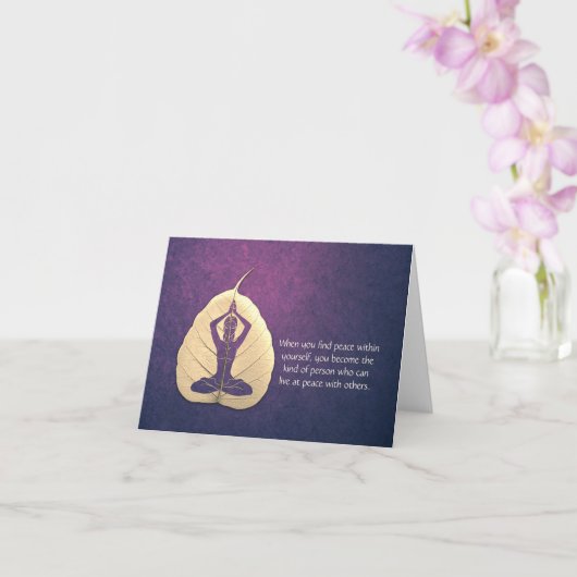 Yoga Teacher Meditation Pose Bodhi Leaf Cut Quotes Kaart (Orchidee)