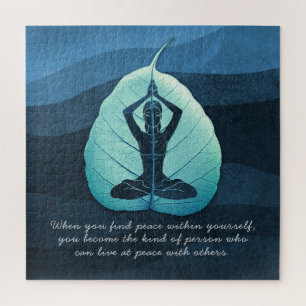 Yoga Teacher Meditation Pose Bodhi Leaf Cut Quotes Legpuzzel