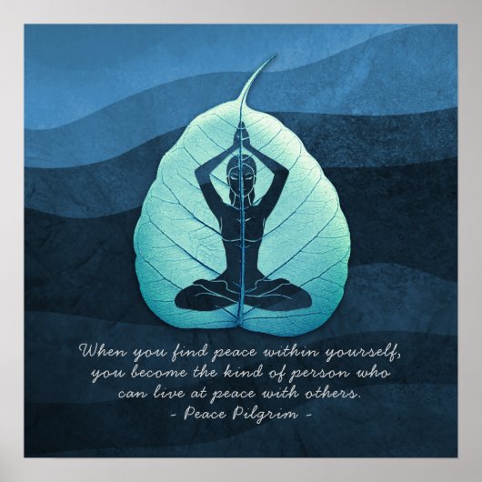 Yoga Teacher Meditation Pose Bodhi Leaf Cut Quotes Poster (Voorkant)