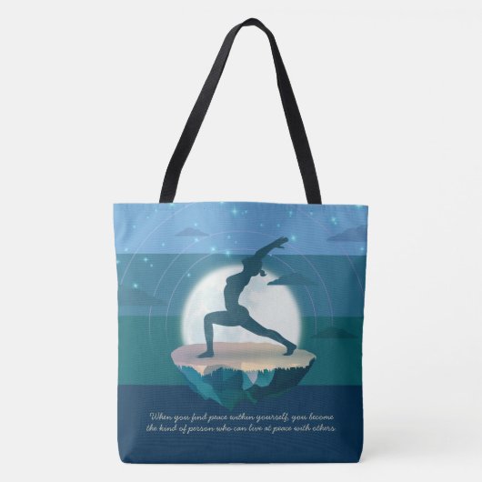 Yoga Teacher Meditation Pose Floating Island Quote Tote Bag (Voorkant)