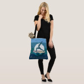 Yoga Teacher Meditation Pose Floating Island Quote Tote Bag (Op model)