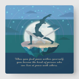 Yoga Teacher Meditation Pose Floating Island Quote Vierkante Klok