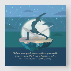 Yoga Teacher Meditation Pose Floating Island Quote Vierkante Klok