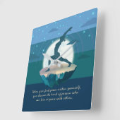 Yoga Teacher Meditation Pose Floating Island Quote Vierkante Klok (Hoek)