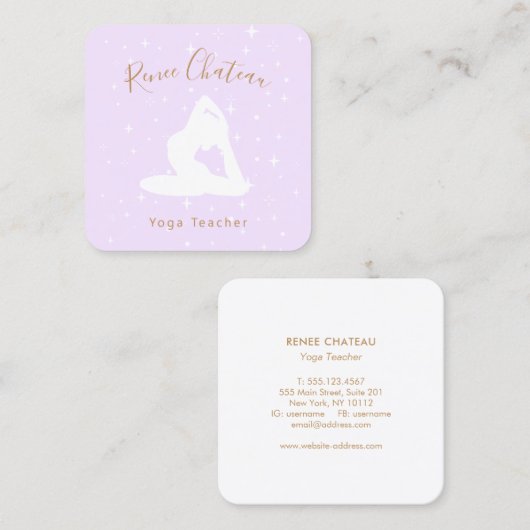 Yoga Teacher, one Legged King Pigeon Pose Square B Vierkante Visitekaartje (Voorkant / Achterkant)