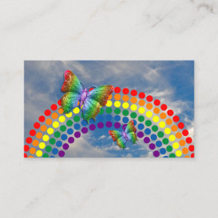 Yoga Teacher   Rainbow Butterfly Polka Dots Visitekaartje