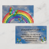 Yoga Teacher | Rainbow Butterfly Polka Dots Visitekaartje (Voorkant / Achterkant)