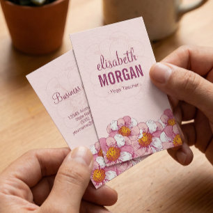 Yoga Teacher - Roze Boutique Flowers Visitekaartje