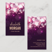Yoga Teacher - Roze glitter Sparkles Visitekaartje (Voorkant / Achterkant)
