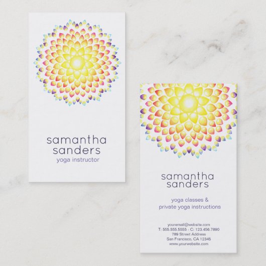 Yoga Teacher Shining Rainbow Mandala Visitekaartje (Voorkant / Achterkant)