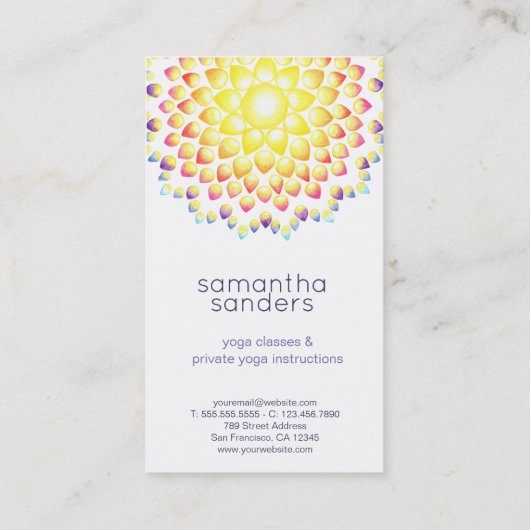 Yoga Teacher Shining Rainbow Mandala Visitekaartje (Achterkant)