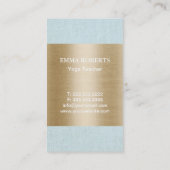Yoga Teacher Silver om Sign Light Blue Linen Visitekaartje (Achterkant)