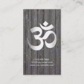 Yoga Teacher Silver Om symbool Classy Wood Visitekaartje (Achterkant)