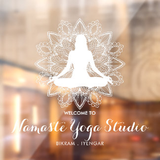 Yoga Teacher Studio Professional White Mandala Raamsticker