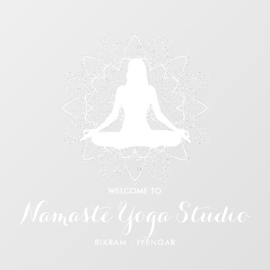 Yoga Teacher Studio Professional White Mandala  Raamsticker (Vel)