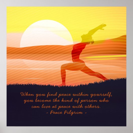 Yoga Teacher Sun Salutation Half Moon Pose Quote Poster (Voorkant)