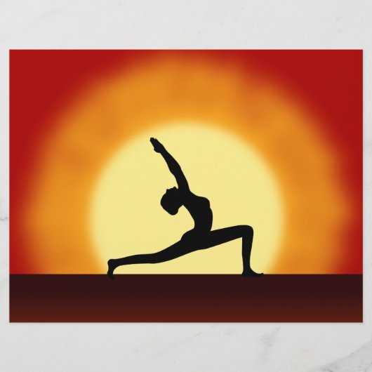 Yoga Teacher Sunrise Posing Woman Silhouette Flyer (Voorkant)
