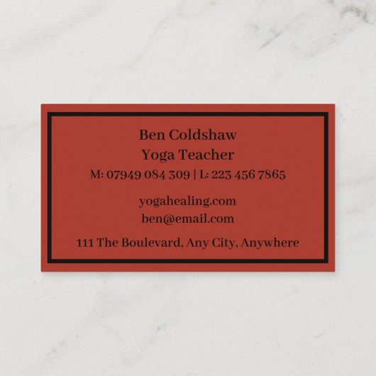 Yoga Teacher Visitekaartje (Achterkant)