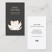 Yoga Teacher White Lotus Black Visitekaartje (Voorkant / Achterkant)