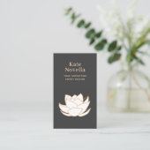 Yoga Teacher White Lotus Black Visitekaartje (Staand voorkant)
