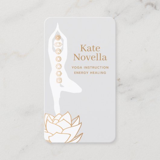 Yoga Teacher White Lotus Black Visitekaartje (Voorkant)