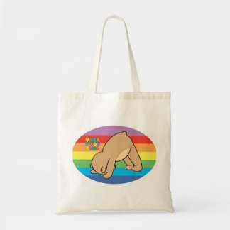 Yoga Teddy Bear Rainbow Book Bag Tote Bag