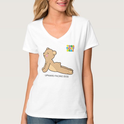 Yoga Teddy Bear Upward Dog/Downward Dog T-Shirt (Voorkant)
