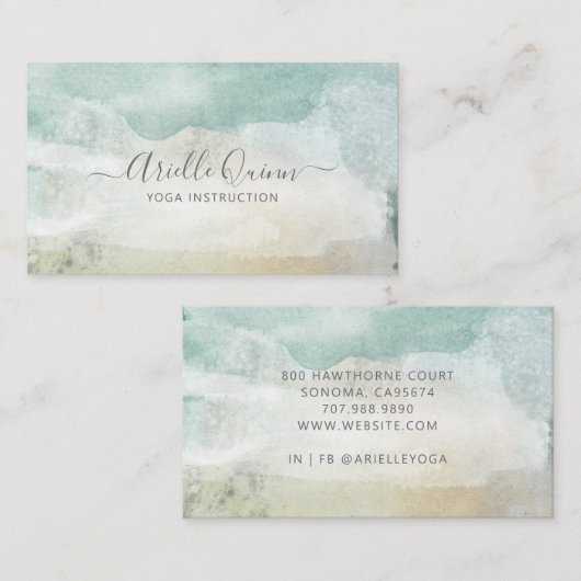 Yoga Terachert Serene Abstract Watercolor Visitekaartje (Voorkant / Achterkant)