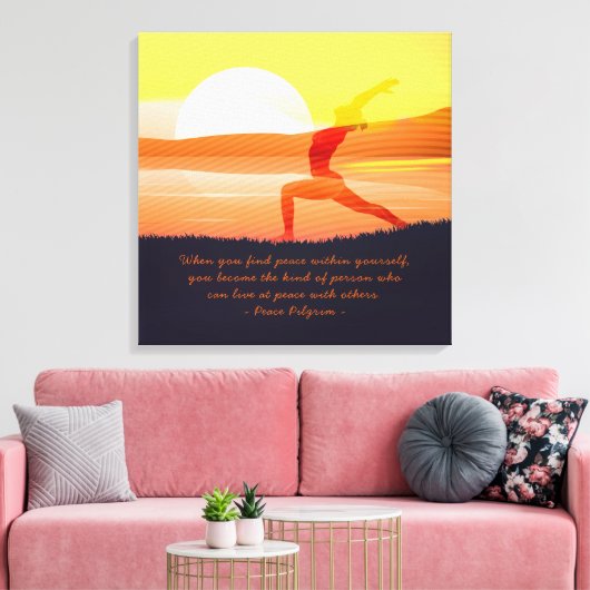 Yoga Tescher Sun Salutation Half Moon Pose Quottes Canvas Afdruk (Insitu (Woonkamer))