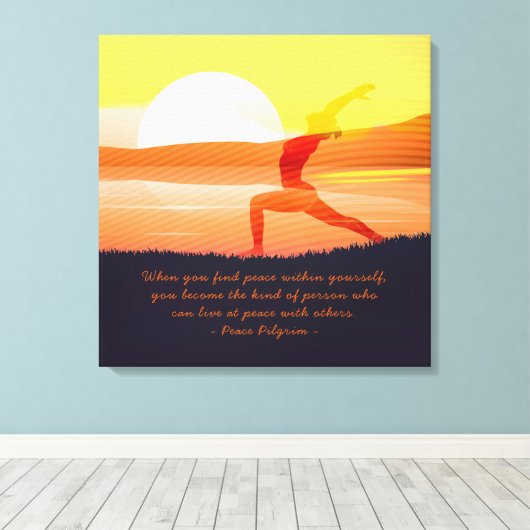 Yoga Tescher Sun Salutation Half Moon Pose Quottes Canvas Afdruk (Insitu (Houten vloer))