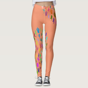 Yoga thema kleurrijke silhouetten op elke kleur leggings